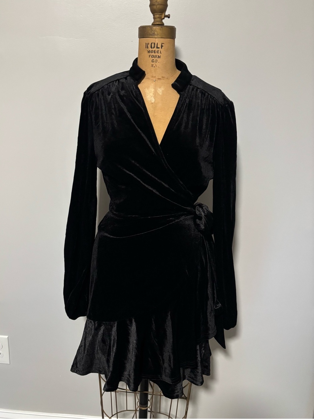 NWT Baltic Born Black Velvet Wrap Dress